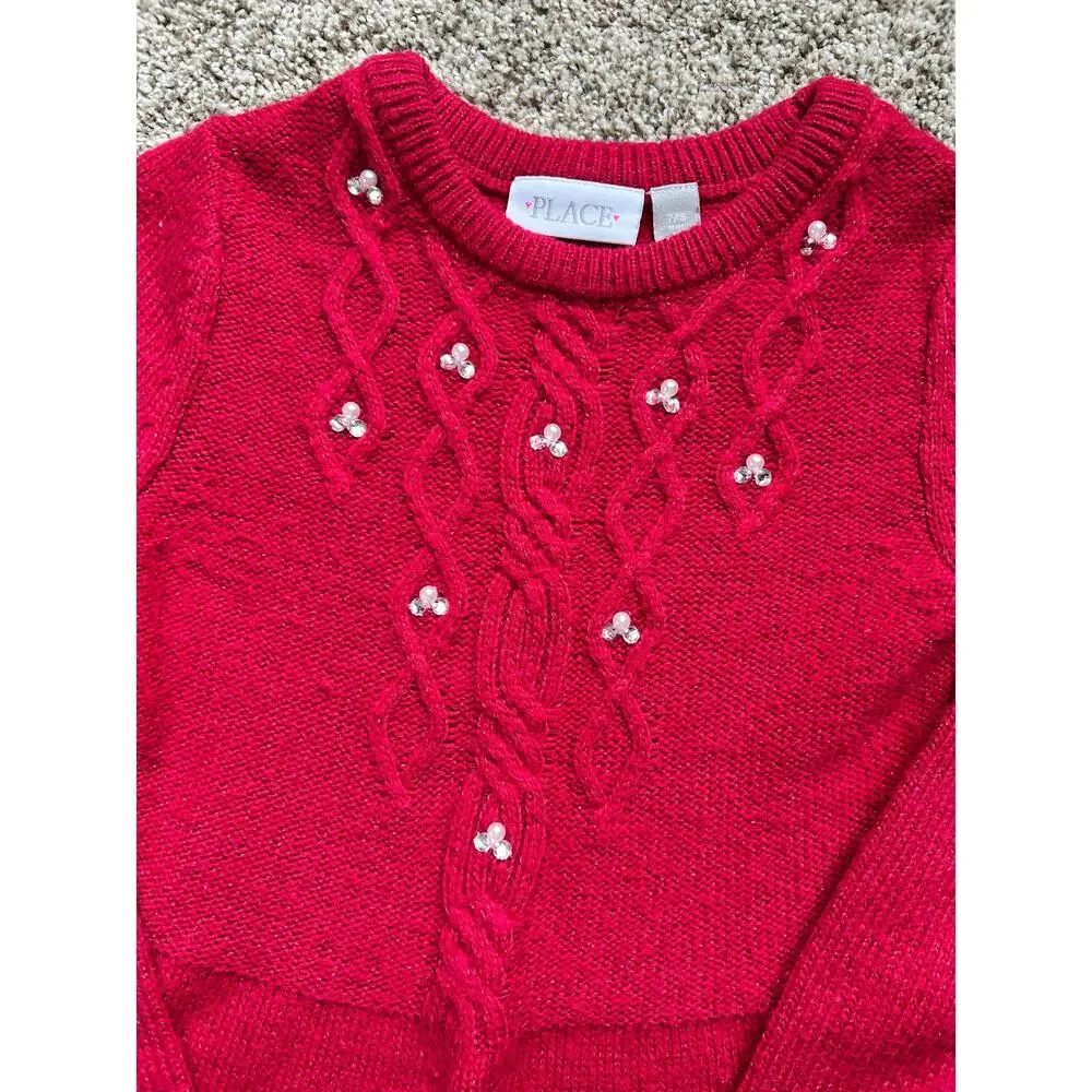 Children's Place Long Sleeve Red Sweater Dress, Size 7/8